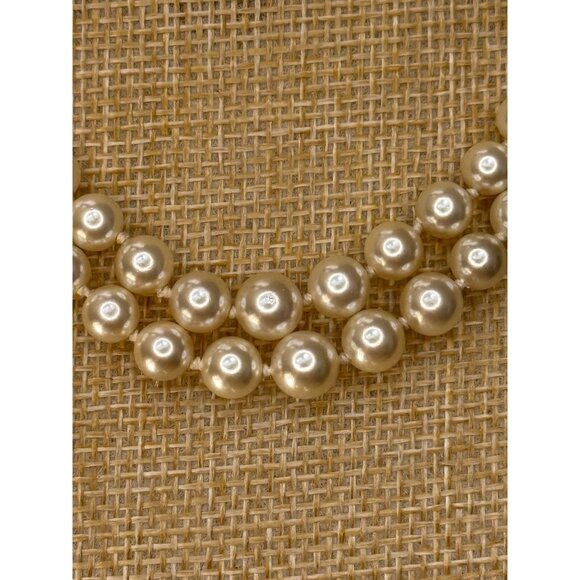 Vintage JKA Köhle Double Strand Faux Pearl Necklace 17" Gold Plated 925 Stamped - Picture 5 of 16